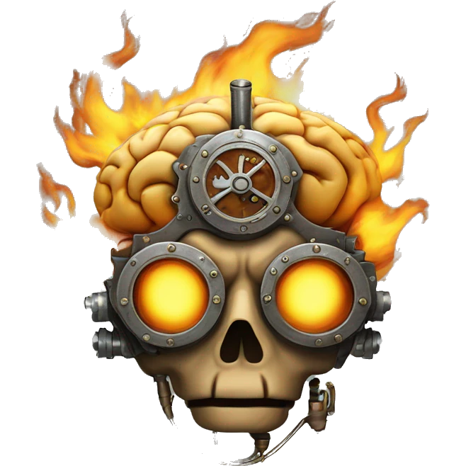 steampunk brain on fire emoji