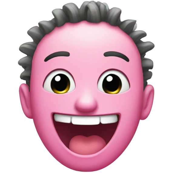 Pink laughing Emoji with long eyelashes on a sunny afternoon emoji