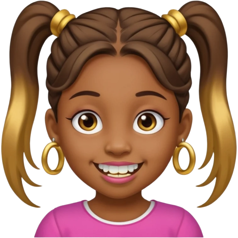 Babygirl with ponytails and gold teeth emoji