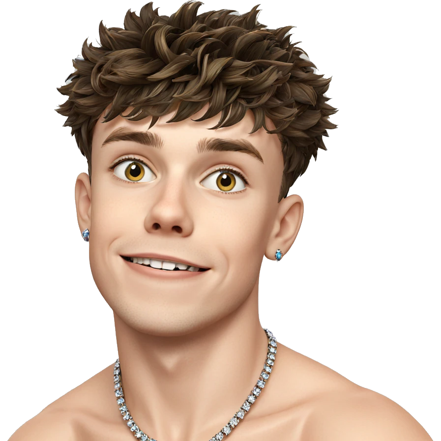 smiling boy with jewelry portrait emoji