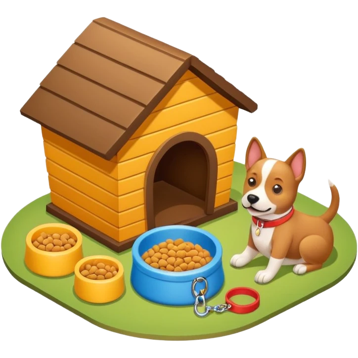 Goals:
1) Isometric style
2) Emoji style
3) Physically realistic
4) Avoid anything that could be considered offensive, even 2%

---
Now generate an image to represent a list to buy items for a new dog. emoji