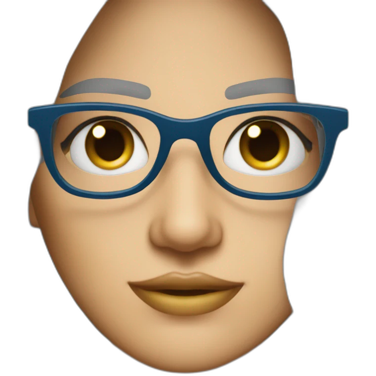 Brune au yeux bleu avec lunette emoji