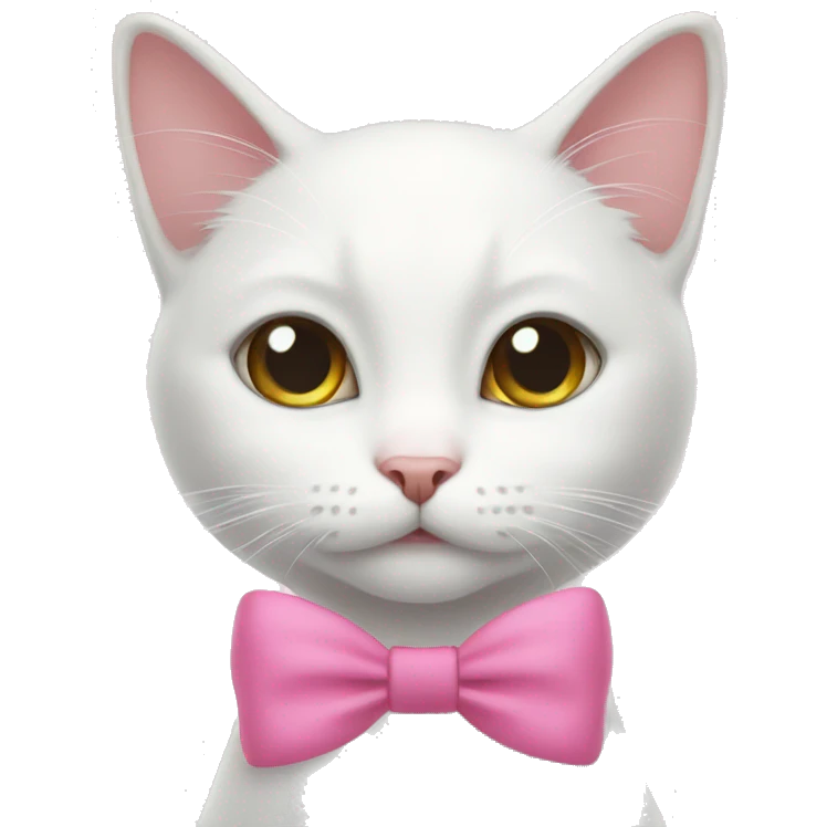White cat with a pink bow on a tale emoji