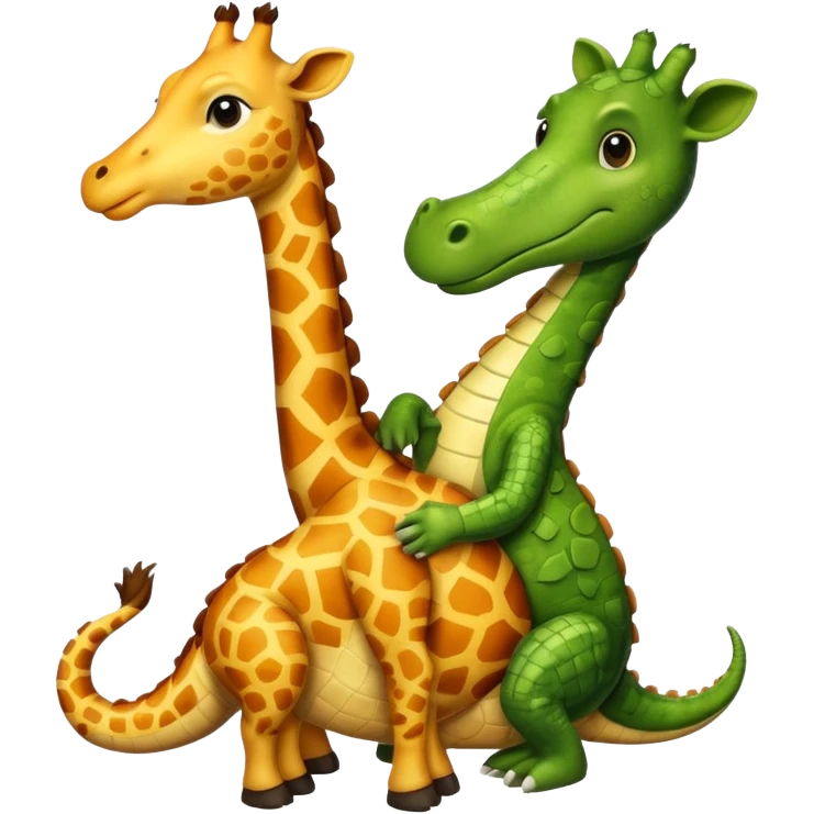 Giraff and crocodile hugging emoji
