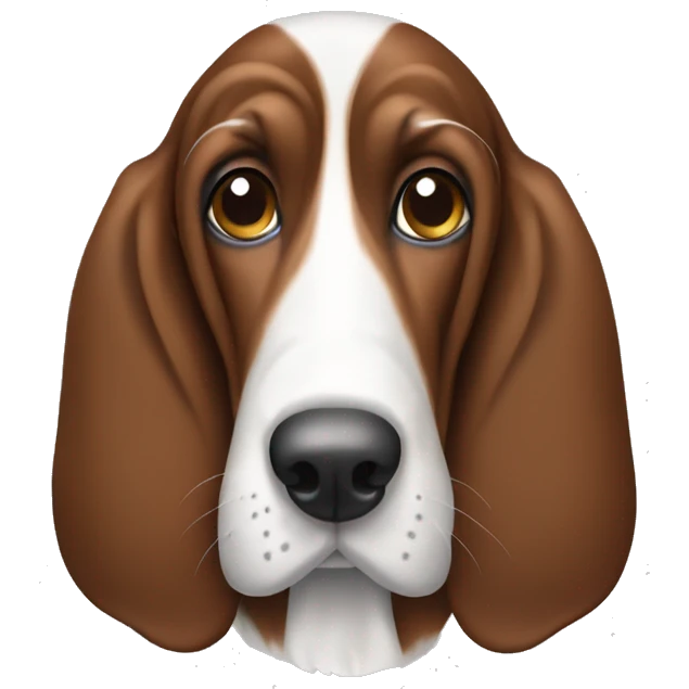 Brown and white basset hound head emoji