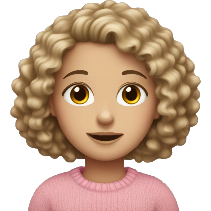 White girl with curly hair and pink sweater  emoji