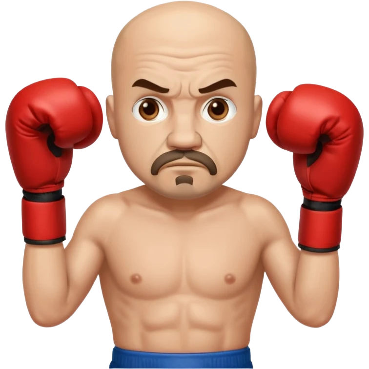 White middle age boxer goatee bald head emoji