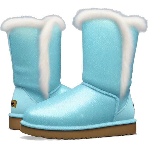 Realistic light blue glitter and fur Ugg boots. emoji