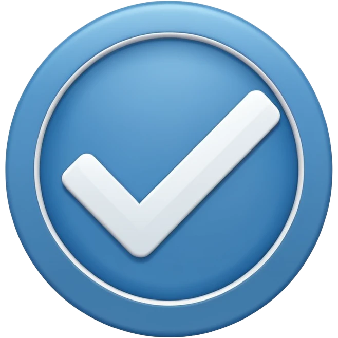 A white right ✔tick symbol on blue circle similar to verified badge emoji