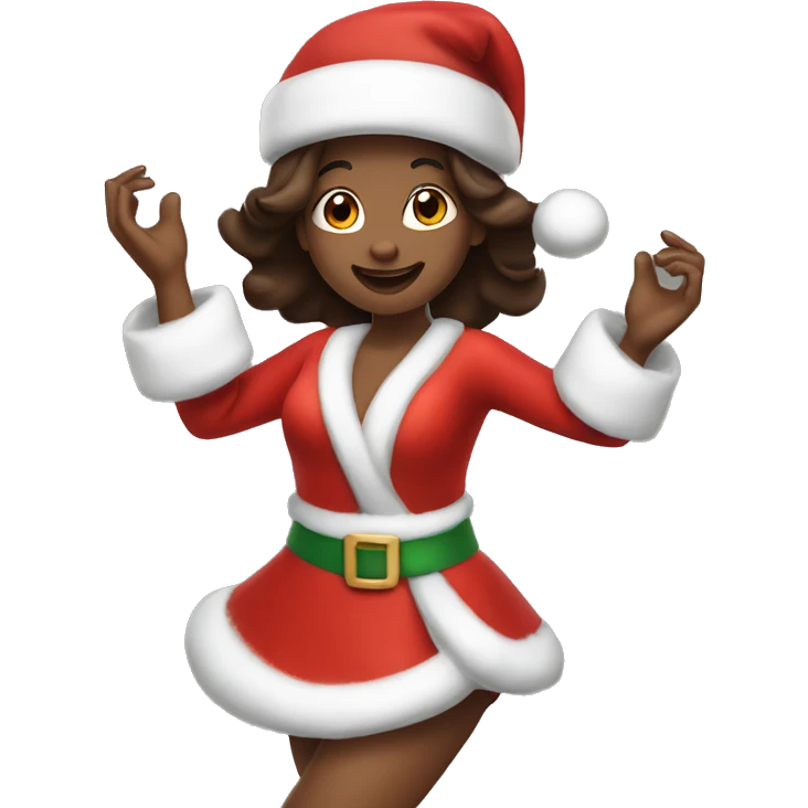 Brunette Santa  girl dances  emoji