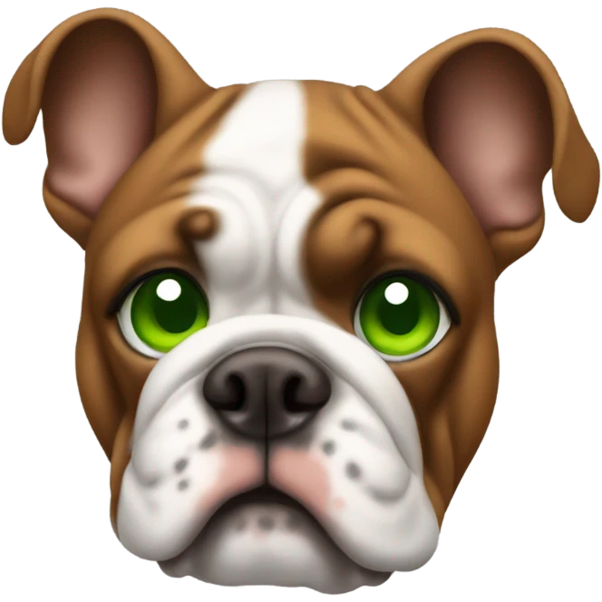 make a brown bulldog with green eyes and a white stripe down forehead emoji