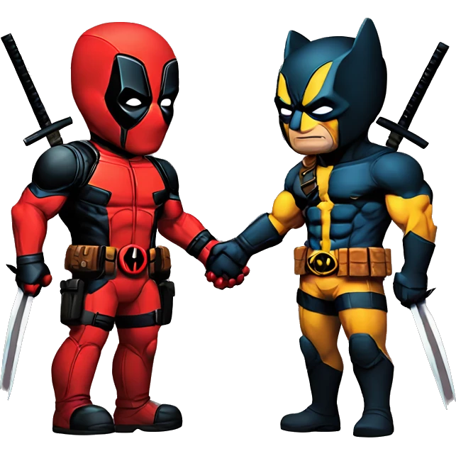 Deadpool and Wolverine holding hands emoji