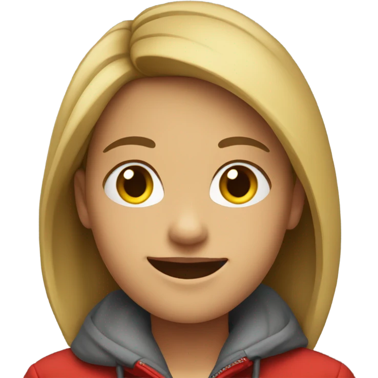 smiling girl in red jacket emoji