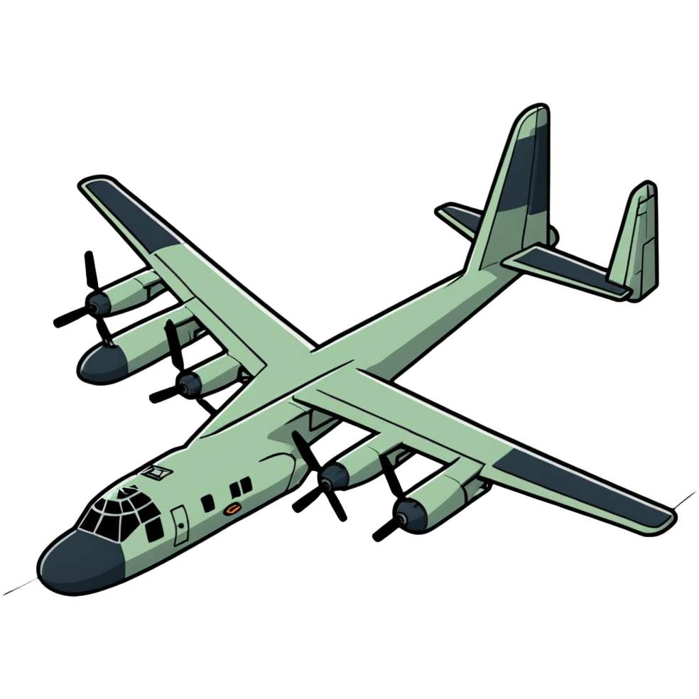 AC-130 gunship military aircraft with visible cannons and weapons emoji