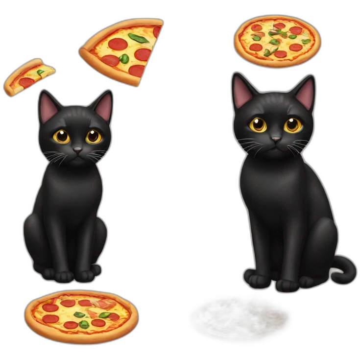 Black Cat with pizza emoji