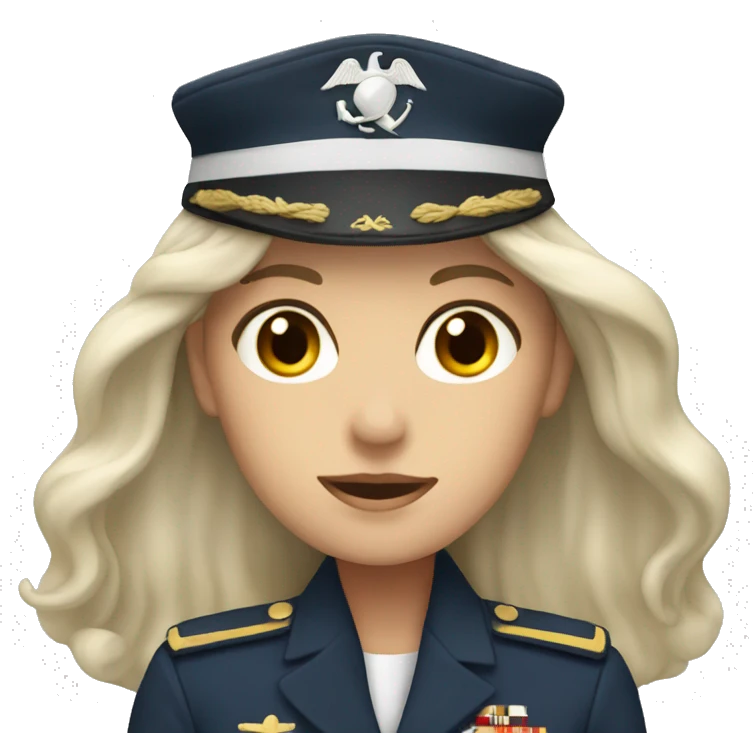 woman with white long hair with marine uniform emoji