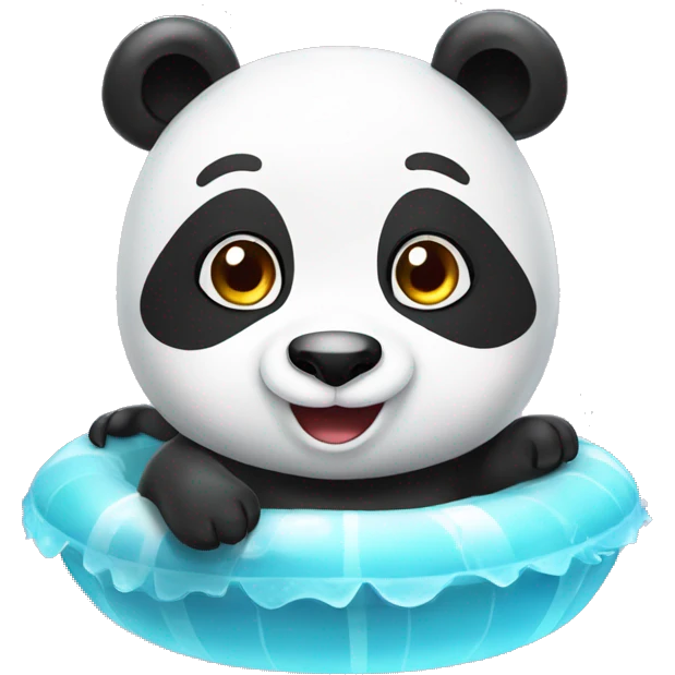 Cute panda in a panda floaty in the pool emoji