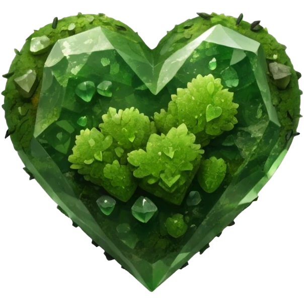 mossy heart shaped rough crystal emoji