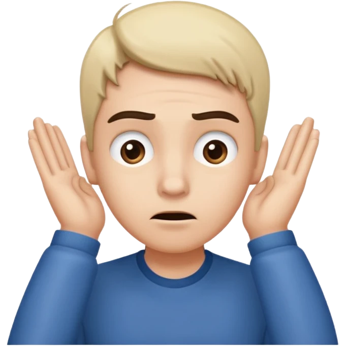 Person leaning forward with one hand behind their ear, eyebrows raised, confused face, as if saying "What? emoji