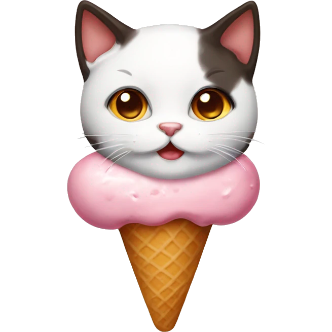 Icecream with fat calico cat emoji