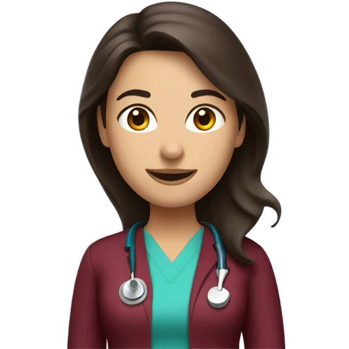 brunette dentist with burgundy scrubs emoji