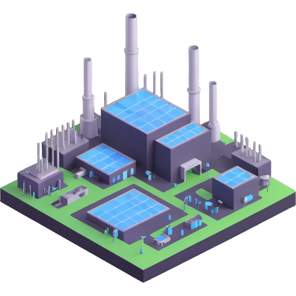 Futuristic semiconductor factory with Saudi Arabian elements emoji