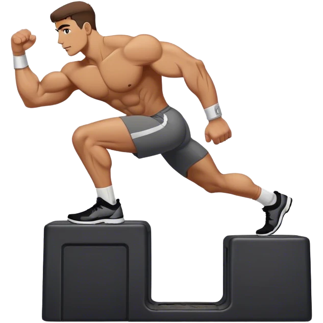 buff man step onto plyo-box side-view emoji