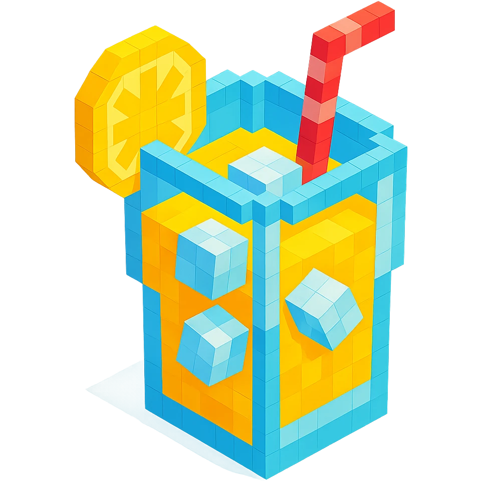 Borjomi lemonade glass with ice cubes and a straw emoji