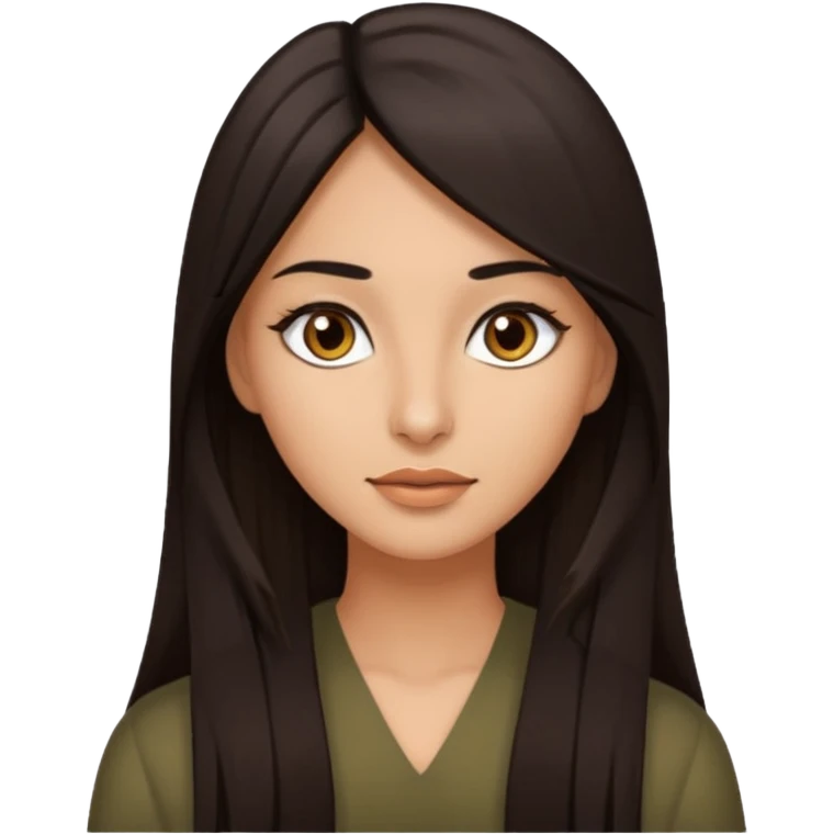 Dark hair brown eyes long straight hair olive skin woman emoji
