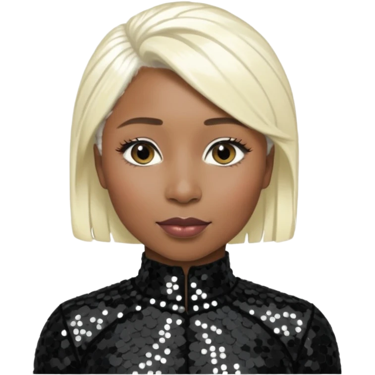 Cynthia Erivo with platinum blonde hair, black sequin outfit emoji