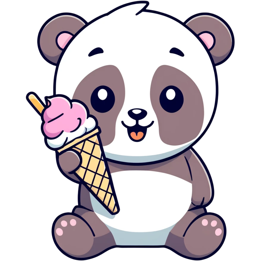 Panda eating ice cream emoji