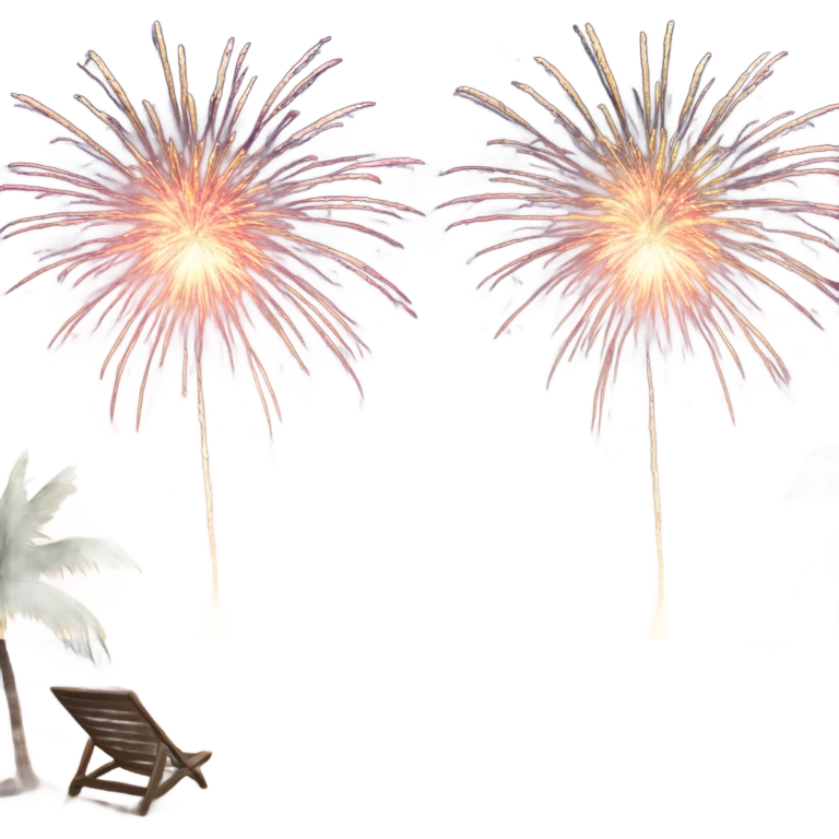 New years on the beach fire works emoji