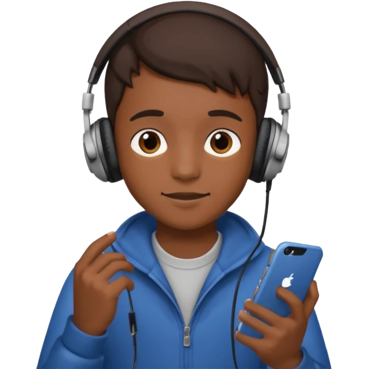 a boy with headphone in his hand emoji