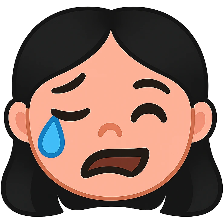 pembe ağlayan ve gülen, siyah saçlı kız, genel emoji stili emoji