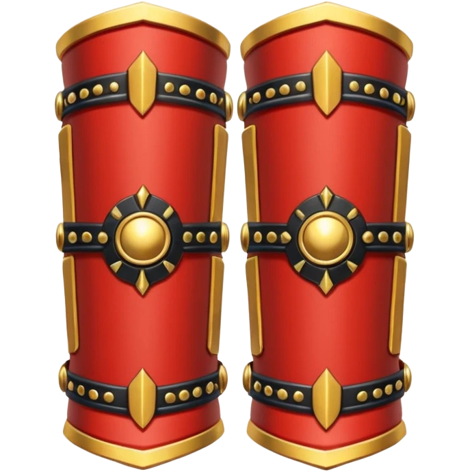 Ares bracers object icon, pair of ancient Greek war bracers, red black gold theme, engraved patterns, heavy armor style, 3D cartoon, mobile game icon style, centered, clean background, no text, no watermark

 emoji