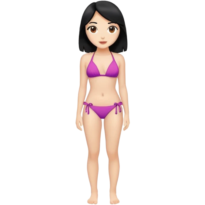Women full body with bikini on black hair and brown eyes and very pretty  emoji