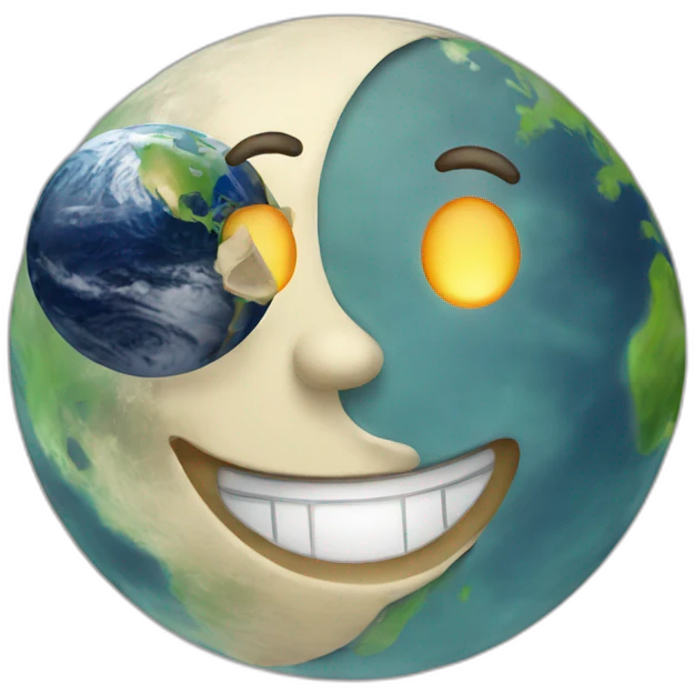 Moon and earth laughing emoji