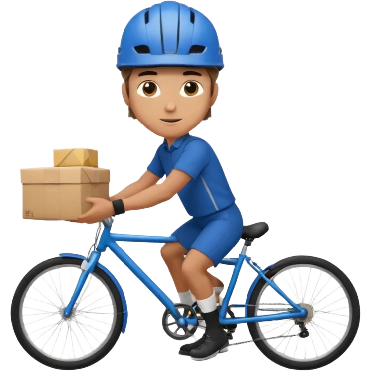 male delivery worker in a  cycling, holding a parcel emoji