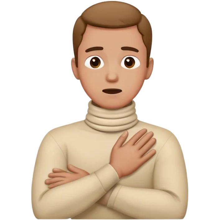 Guy with his hands crossed on his neck, choking himself ￼￼ emoji
