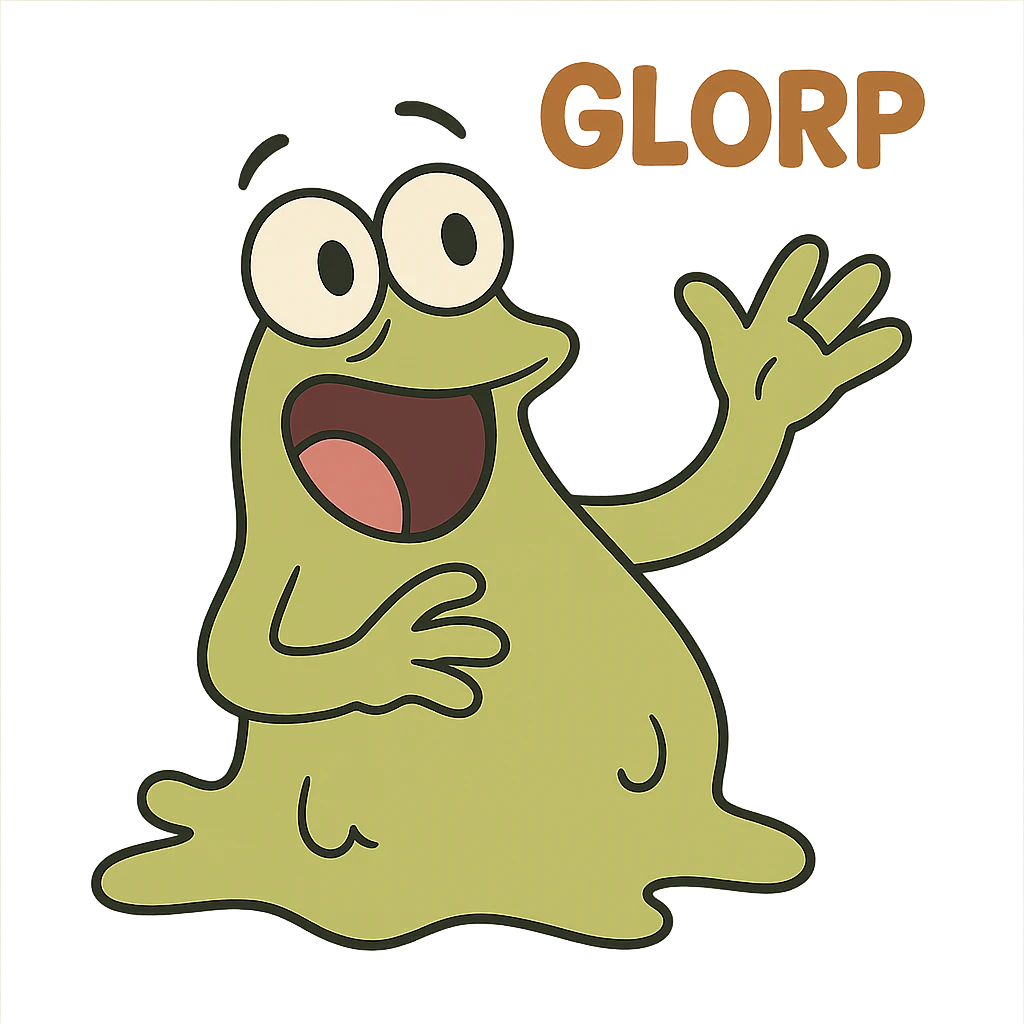 character named Glorp, playful and quirky, unique shape, bright colors emoji