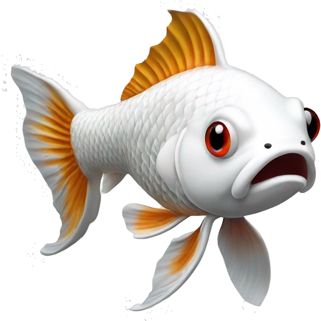 Platinum pure white long finned  koi fish emoji