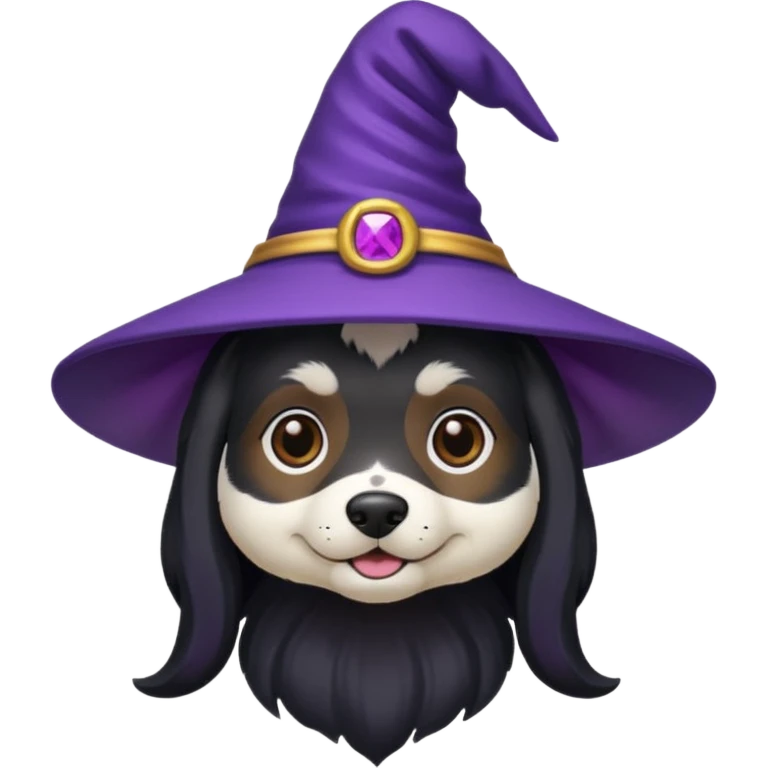dog wear purple wicth hat emoji