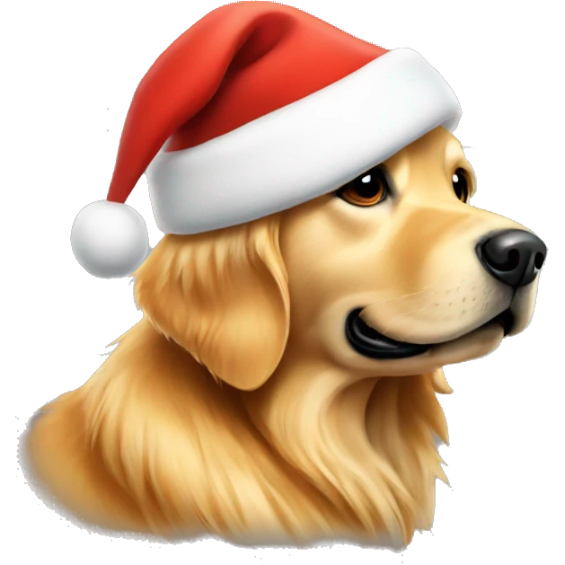 golden retriever in santa hat  emoji