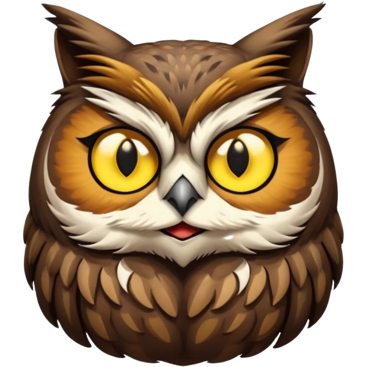 A owl with a cat head emoji