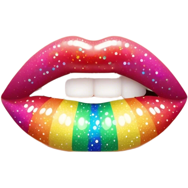 rainbow sparkles on lush, full lips. Lips only emoji