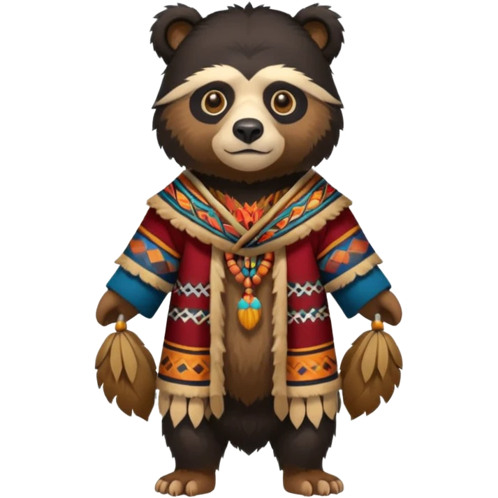 Spectacled bear wearing Inca Cusco attire with the costume of Manco Capac emoji