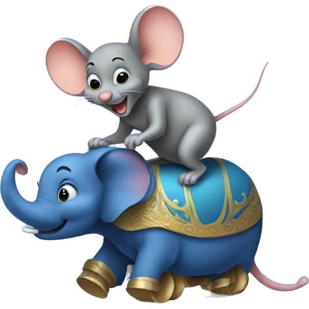 Funny mouse riding on blue elephant  emoji