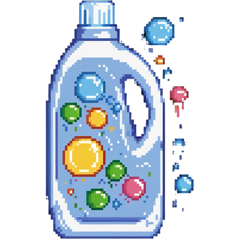 laundry detergent bottle with soap bubbles emoji