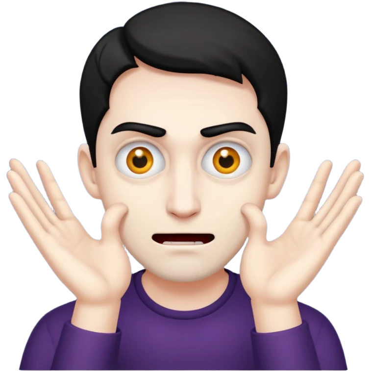 Mischievous evil man with hands infront of face emoji