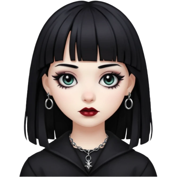 goth girl with black hair and bangs emoji